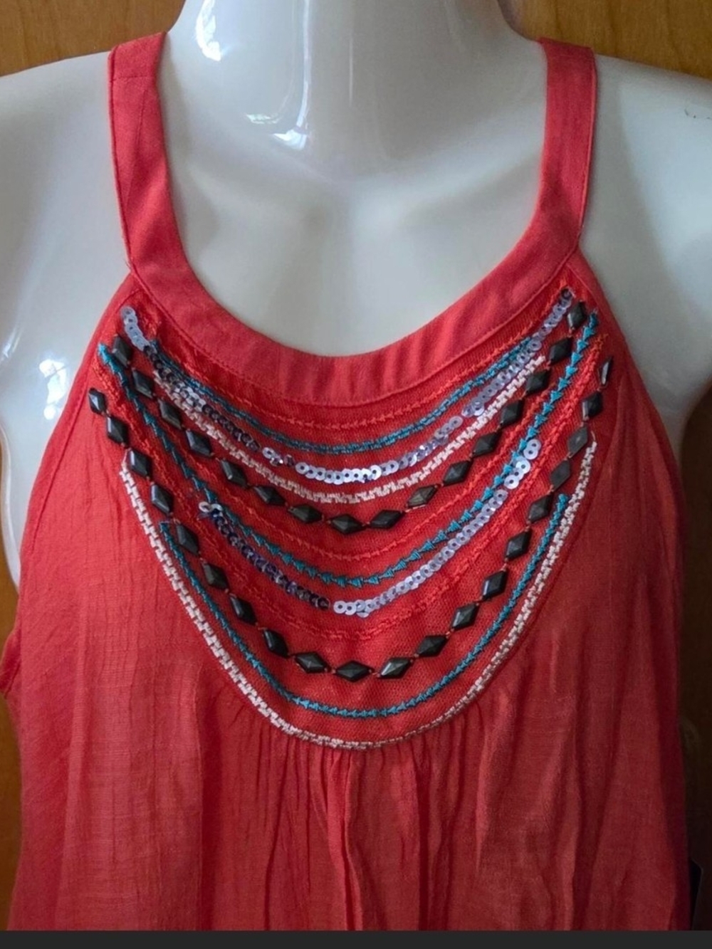 Iz Byer Orange Embellished Tank Top